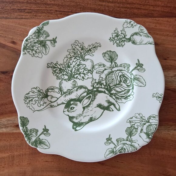 Bunny Toile Green Plate 9.25" by J. Willfred EXCELLENT Condition - Picture 1 of 6